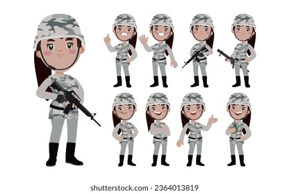 Set of soldier with different poses