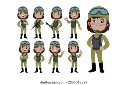 Set of soldier with different poses