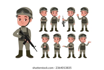 Satz Soldat mit unterschiedlichen Posen