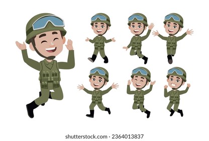 Set of soldier with different poses