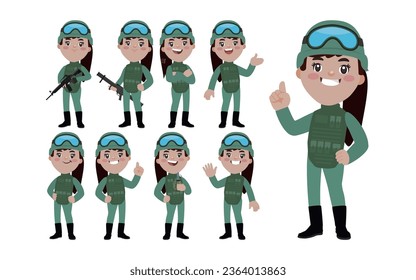 Set of soldier with different poses