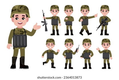 Satz Soldat mit unterschiedlichen Posen