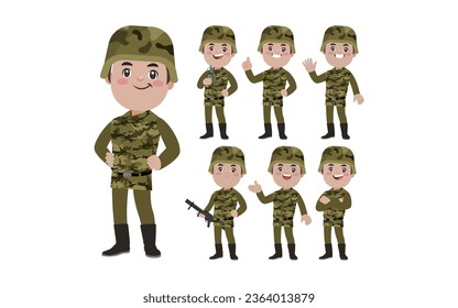 Set of soldier with different poses