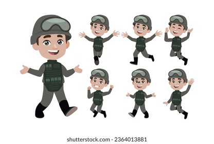 Set of soldier with different poses