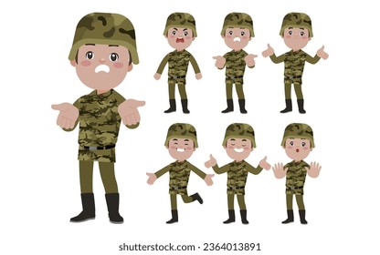 Set of soldier with different poses