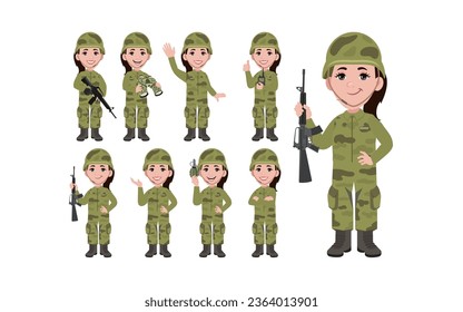 Set of soldier with different poses