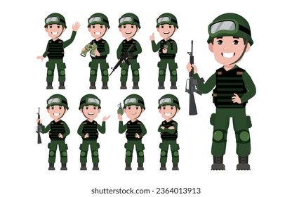 Satz Soldat mit unterschiedlichen Posen