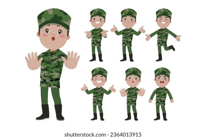 Satz Soldat mit unterschiedlichen Posen