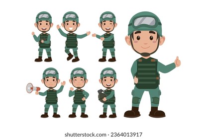 Satz Soldat mit unterschiedlichen Posen