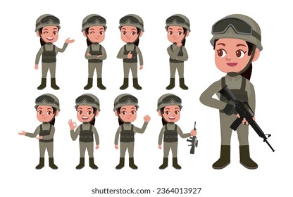 Set of soldier with different poses