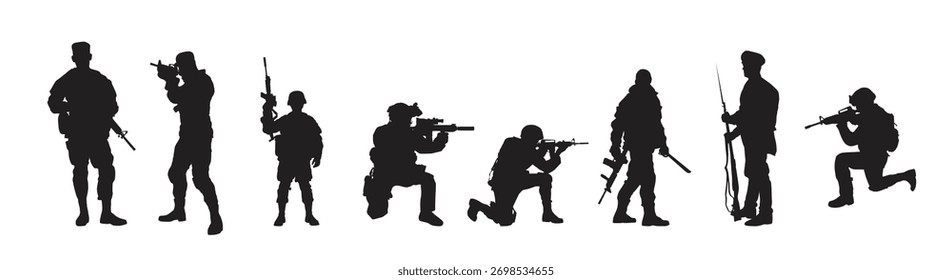 Satz von Soldaten Silhouetten Vektorgrafik