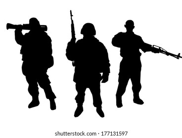 Set Soldiers Silhouette Stock Vector (Royalty Free) 177131597 ...