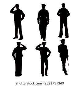 Set of soldiers silhouette vector isolated on white background