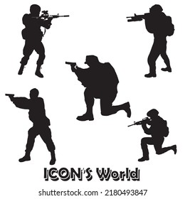 Set of the Soldiers Silhouettes. Vector illustration eps10.