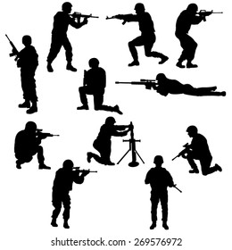 Set Soldiers Silhouettes Vector Image Stock Vector (Royalty Free ...