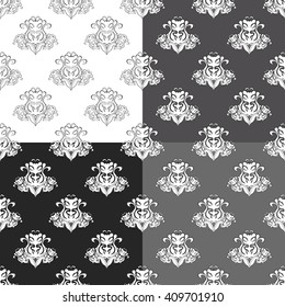 set solemn black white seamless pattern. vector illustration
