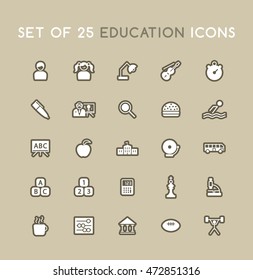 Set of Solid Education Icons. Isolated Vector Elements.