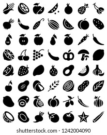 Set of Solid fruits and vegetables icons