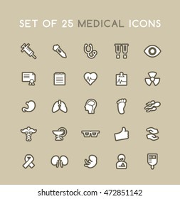 Set of Solid Medical Icons. Isolated Vector Elements.