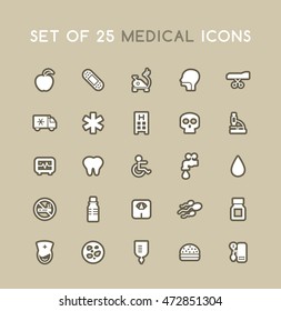 Set of Solid Medical Icons. Isolated Vector Elements.