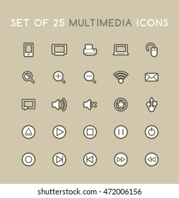 Set of Solid Multimedia Icons. Isolated Vector Icons.