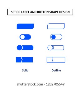 set of solid and outline label button shape design vector template ideas for website and mobile apps purpose