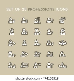 Set of Solid Profession Icons. Isolated Vector Elements.