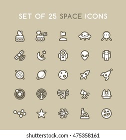 Set of Solid Space Icons. Isolated Vector Elements.