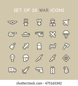 Set of Solid War Icons. Isolated Vector Elements.