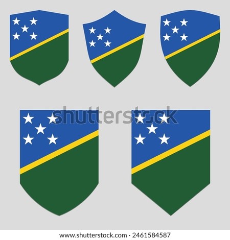 Set of Solomon Islands Flag in Shield Shape
