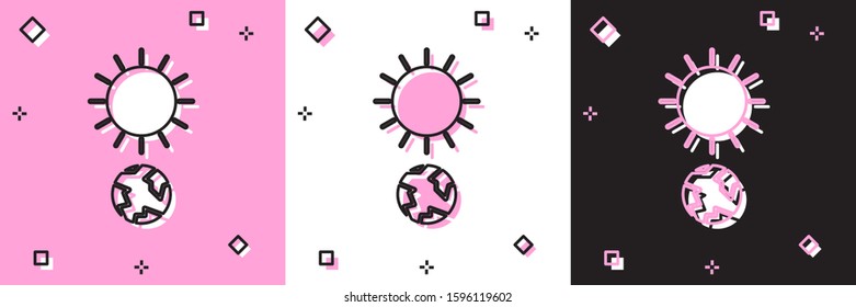 Set Solstice icon isolated on pink and white, black background.  Vector Illustration