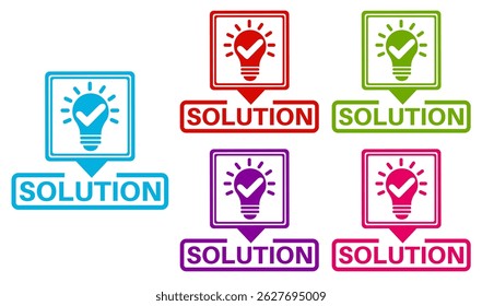 set solution icon. Idea symbol sign sticker social media label template design vector illustration