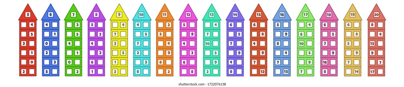 Set of solve the task. Mathematical puzzle game. Worksheet. Learning mathematics. Tasks for addition for preschool children.