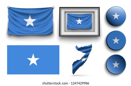 set of somalia flags collection isolated on white
