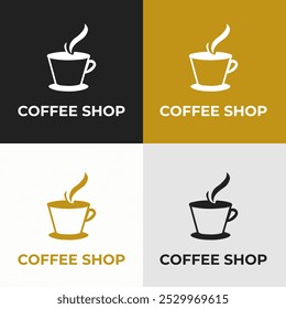 Conjunto de algunas Plantillas de diseño de logotipo de cafetería moderna creativa.