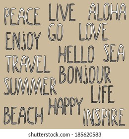 set of some different words to make phrases, hand drawn letters, hipster style. 