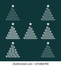 Set of some flat Christmass tree