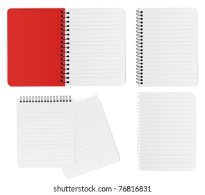 Set of some paper sheets and notepad. Vector illustration.