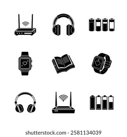 Set of some personal electronics items. Some common electronics gadgets. 