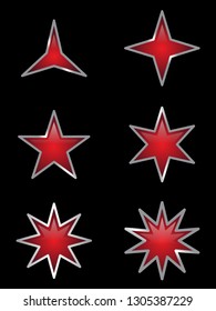 Set of some variation shaped stars sign symbol button on the black background. Some variation stars concept design. Vector illustration EPS.8 EPS.10