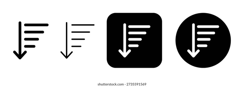 Set of Sort Descending List Icon collection.