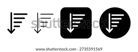 Set of Sort Descending List Icon collection.
