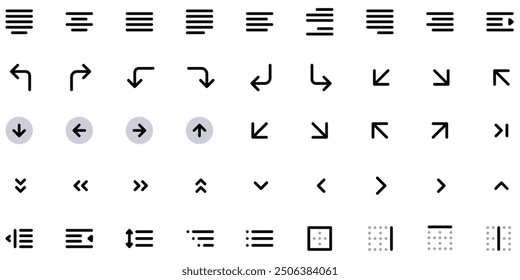 Set of sorting and Arrow line Menu icon set vector collection.