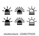 Set of SOS help icon, safety support alert design, save vector illustration .