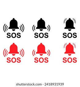 Set of SOS help icon, safety support alert design, save vector illustration .