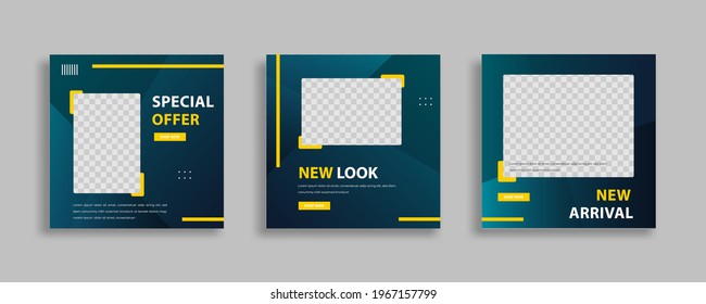 Set of sosial Media post banner template design for web, internet ads easy used. Vector
