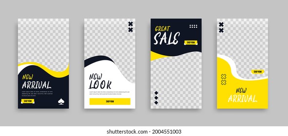 Set sosial media post template minimalist, modern, easy to use, editable, Story Vector