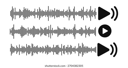 Establecer sonido o icono de onda de audio. Onda de sonido para redes sociales y App de música. Diseño gráfico de Vector. Formas de onda de sonido Abstractas, Vector de gráficos de visualizador de audio minimalista moderno.