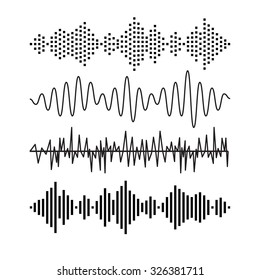 Set of sound audio waves music. EQ musical melody technology. Record vector. Musical wave form. Rocorder melody sound. Music wave elements
