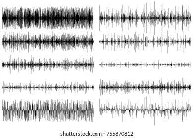 A set of sound equalizers. Sound wave. Radio frequence. Vector illustration.
